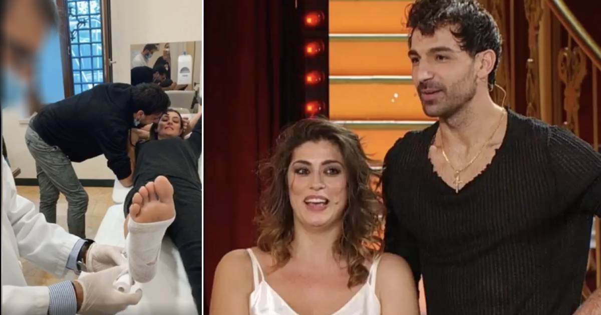 Elisa Isoardi scende in pista per esibirsi dopo l'infortunio alla caviglia