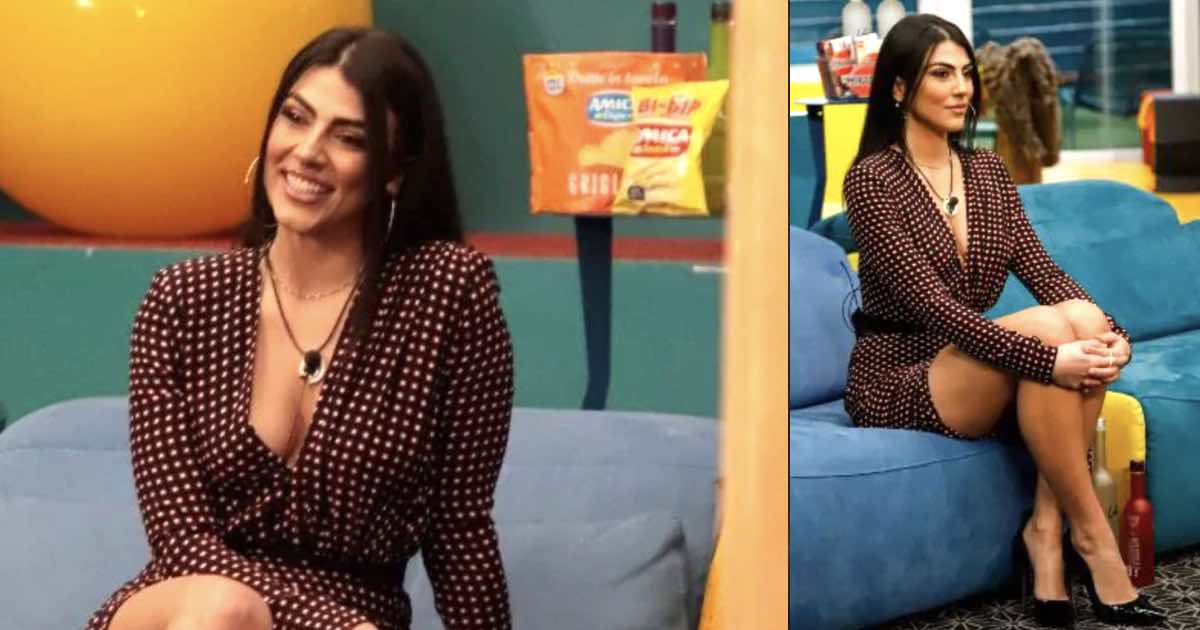 Giulia Salemi col mini abito a quadretti è regina fashion della casa