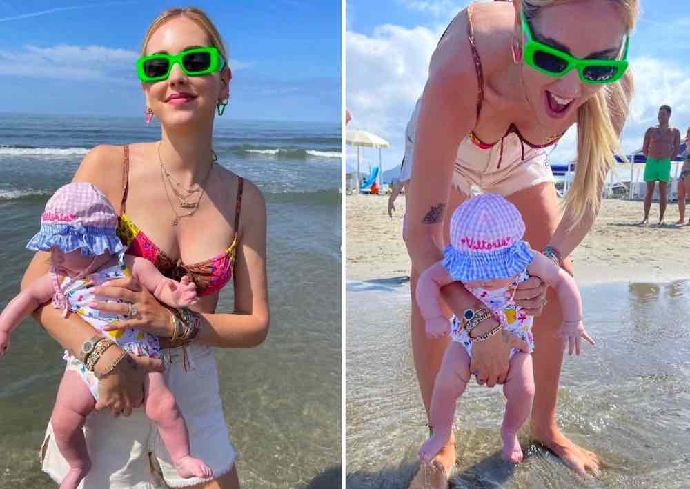 Chiara Ferragni al mare con figlia Vittoria