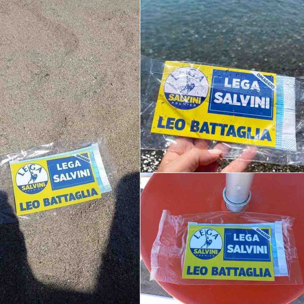 Buste di plastica con mascherine lanciate in mare