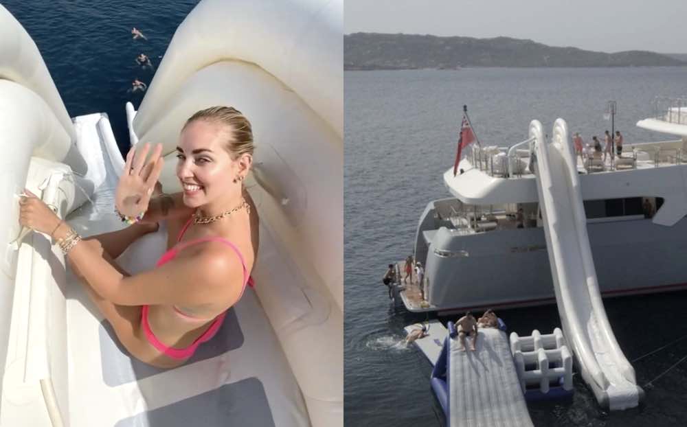 Chiara Ferragni sul mega yacht con campo da basket