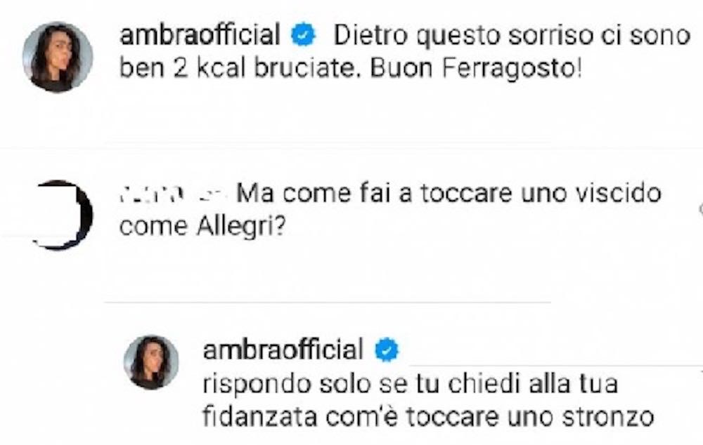 La reazione di Ambra Angiolini
