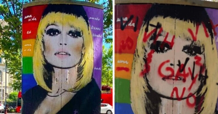 Murale Raffaella Carrà imbrattato 