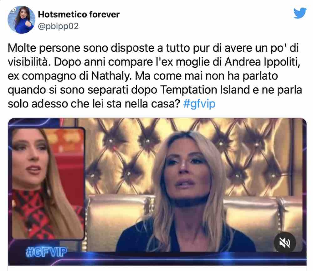 GF Vip. Nathalie Caldonazzo sotto accusa