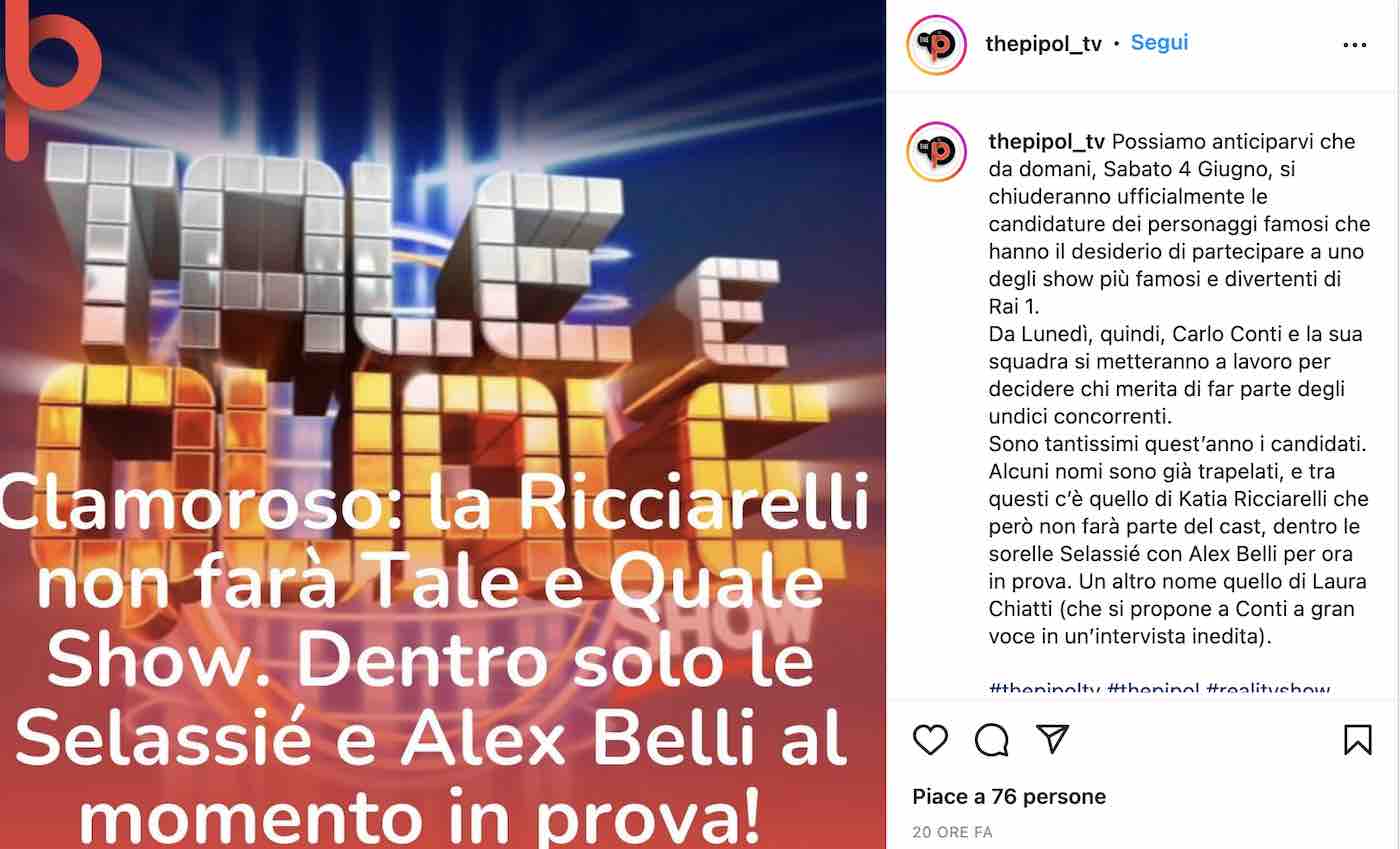 Alex Belli Tale e Quale Show