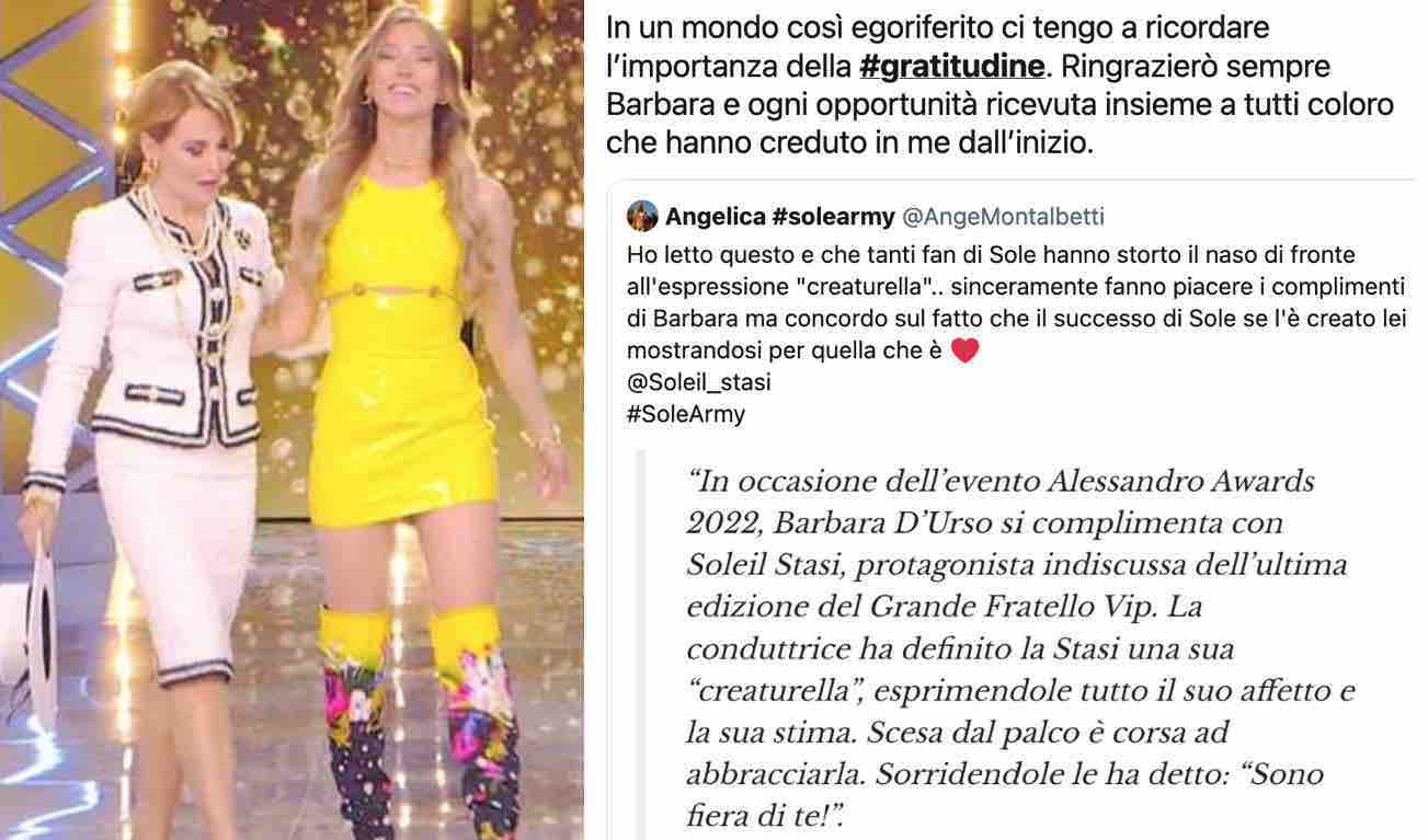 Barbara d'Urso si espone su Soleil