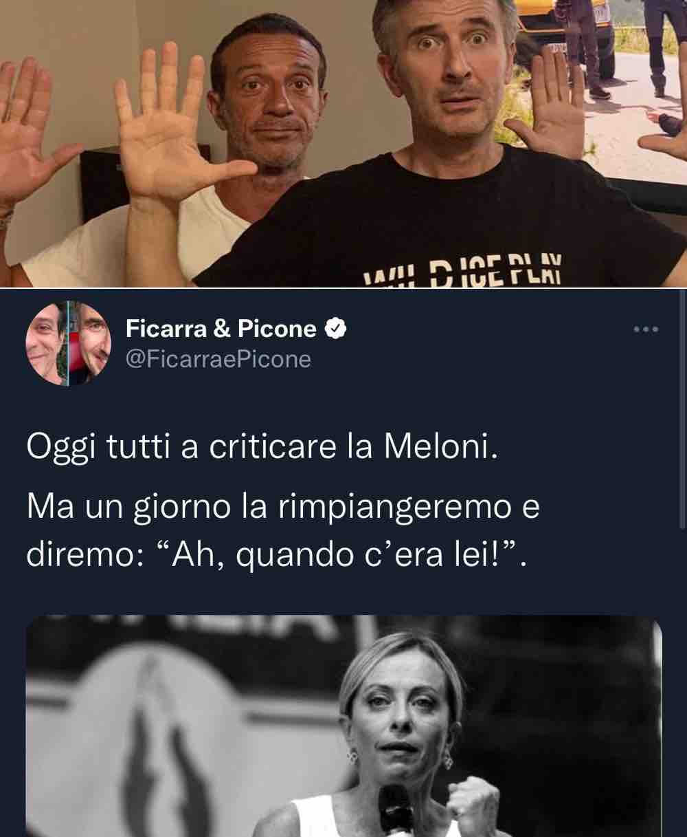 Ficarra e Picone post sulla Meloni