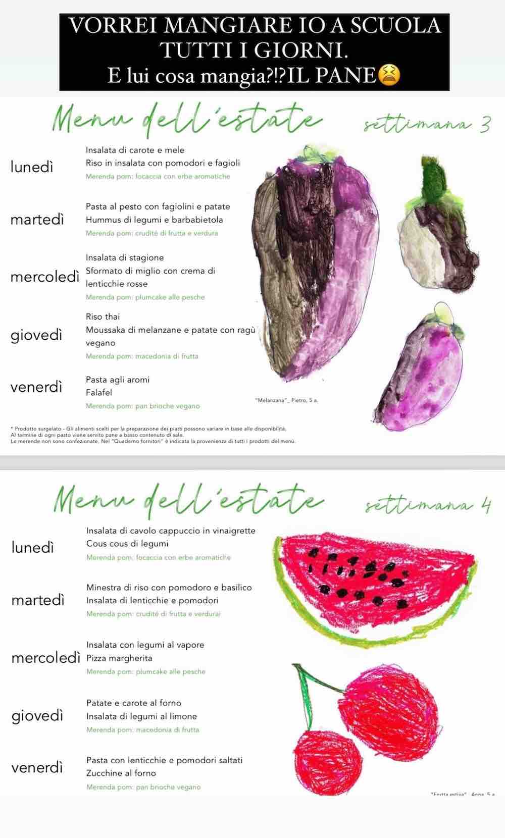 menu lusso figlio Rosa Perrotta