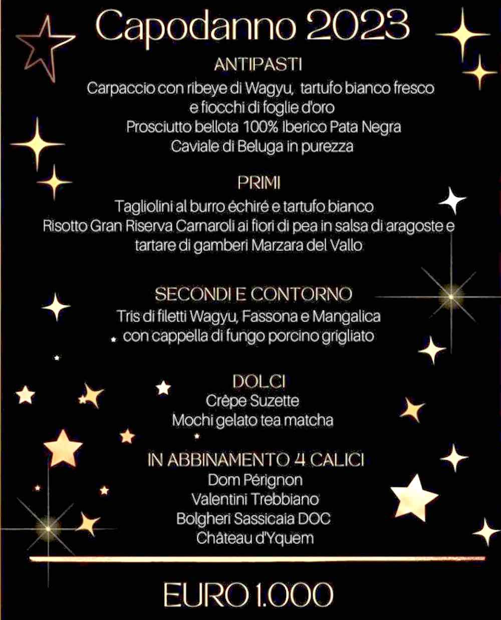 Mille euro per la cena di Capodanno