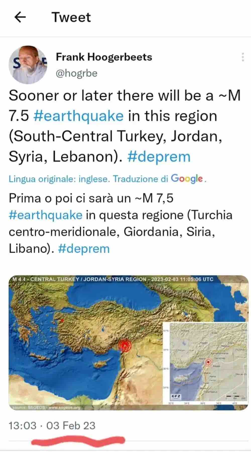 previsione terremoto Tuarchia