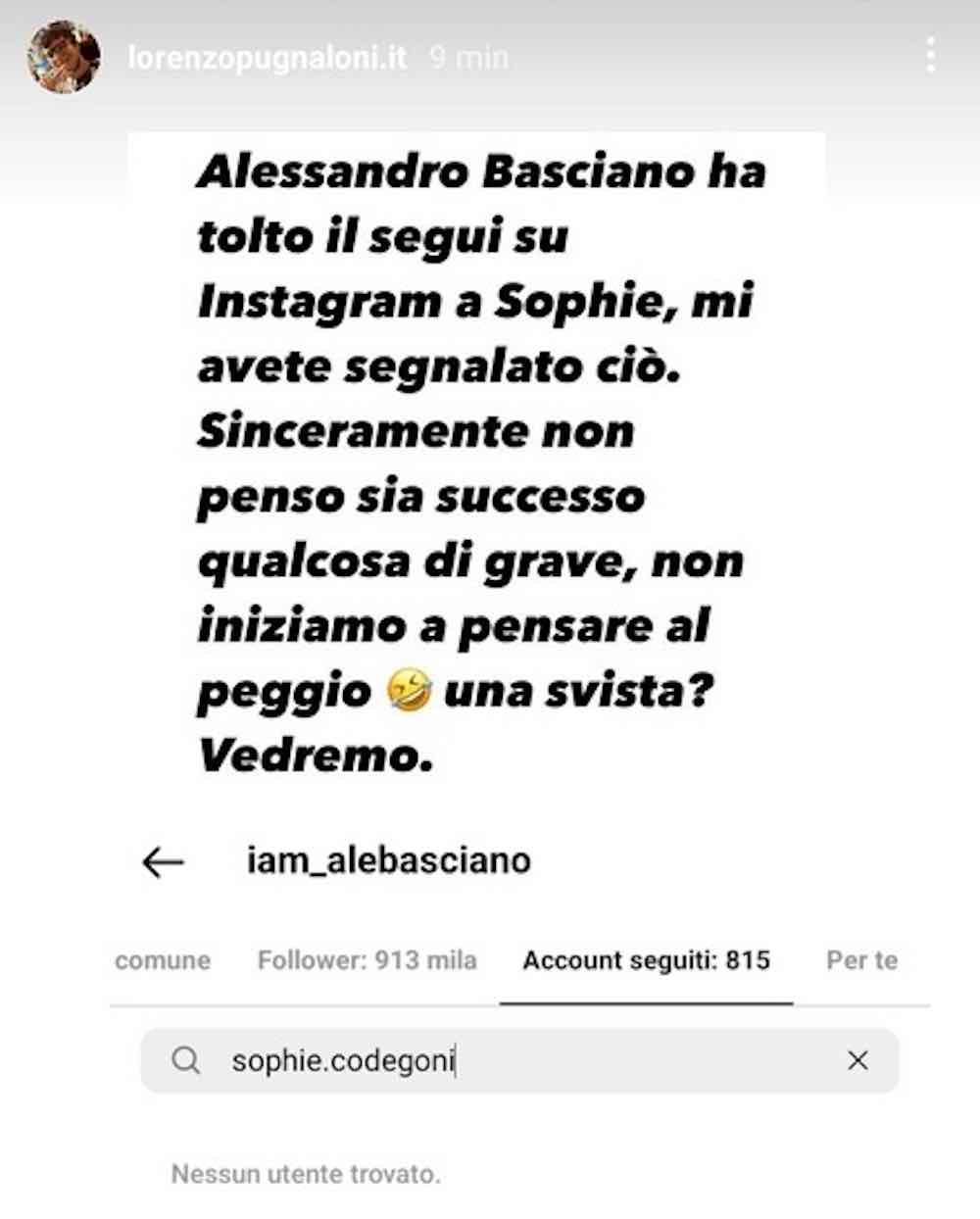 Basciano ha smesso di seguire Sophie