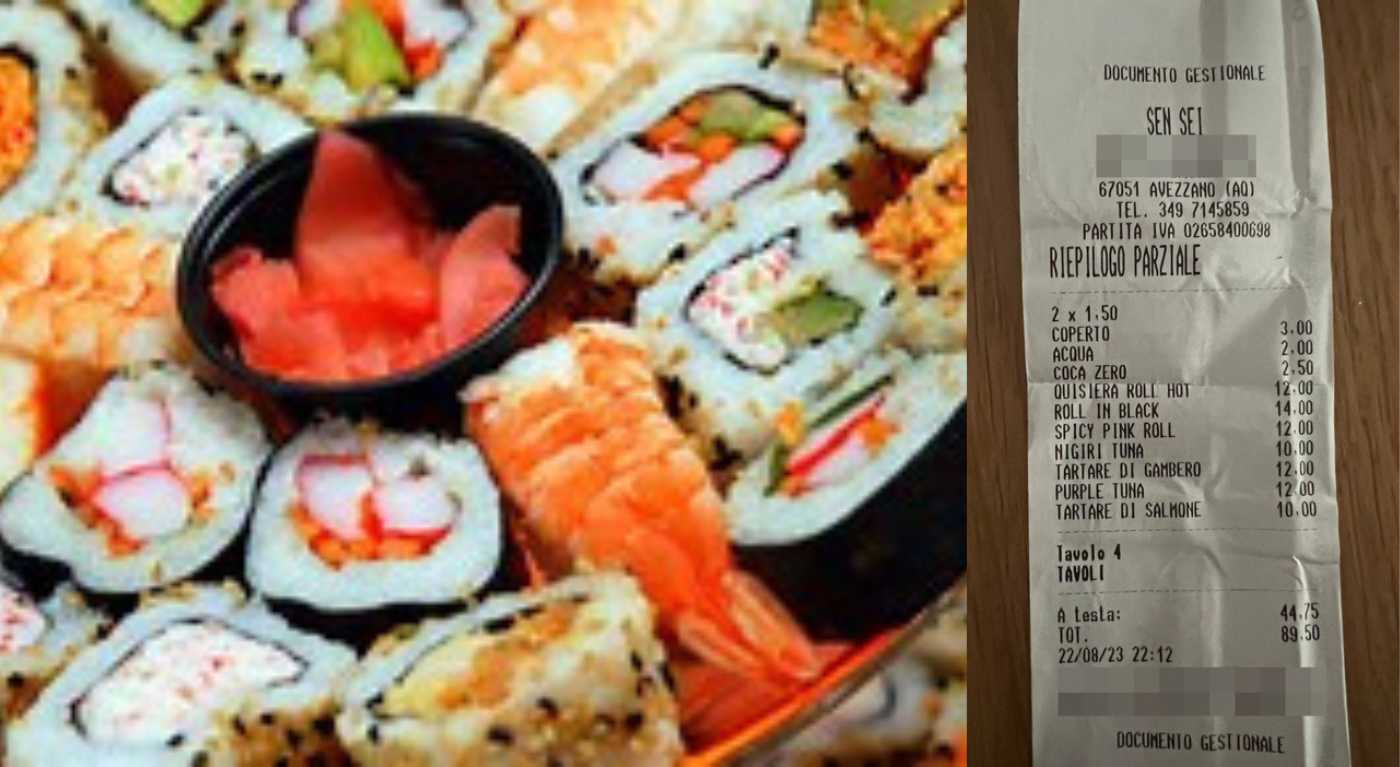 senza pagare il conto, ristorante di sushi