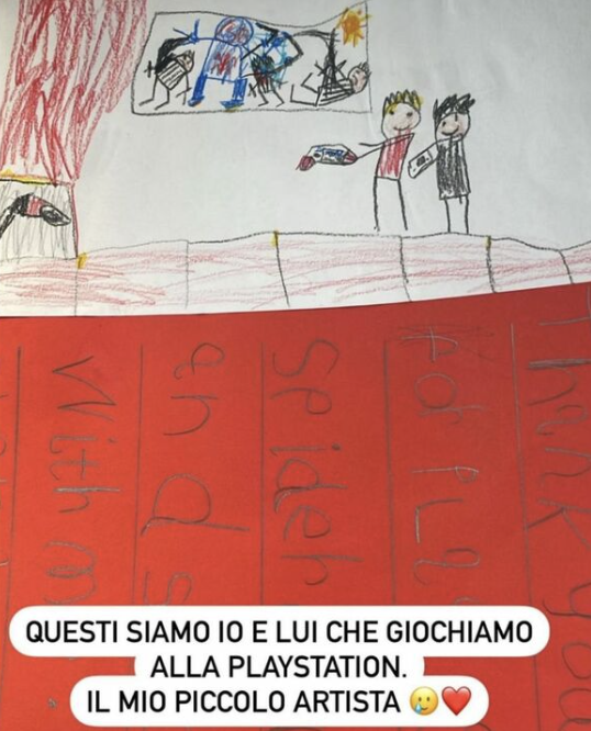 Fedez, dopo la separazione, Leone fa un disegno dedicato al papà: "Grazie per giocare con me". La risposta del rapper commuove tutti (FOTO)