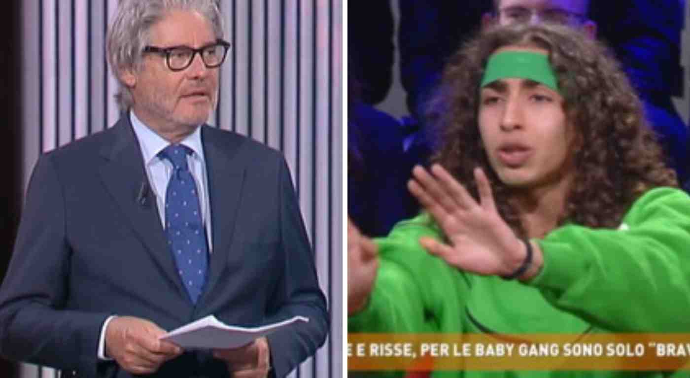 Del Debbio e Baby Touchè si scontrano a Diritto e Rovescio. Poi arriva il mea culpa: "Siamo caduti in basso" - c'è anche il VIDEO. Il trapper abbandona lo studio