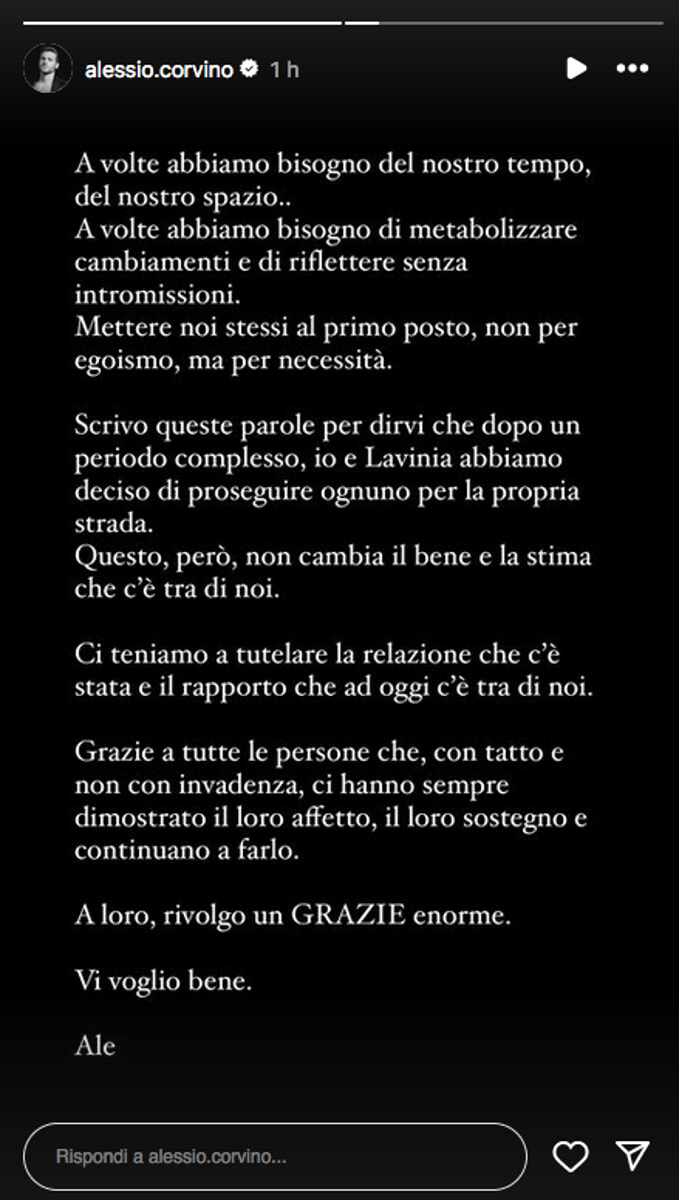  Lavinia e Alessio si dicono addio