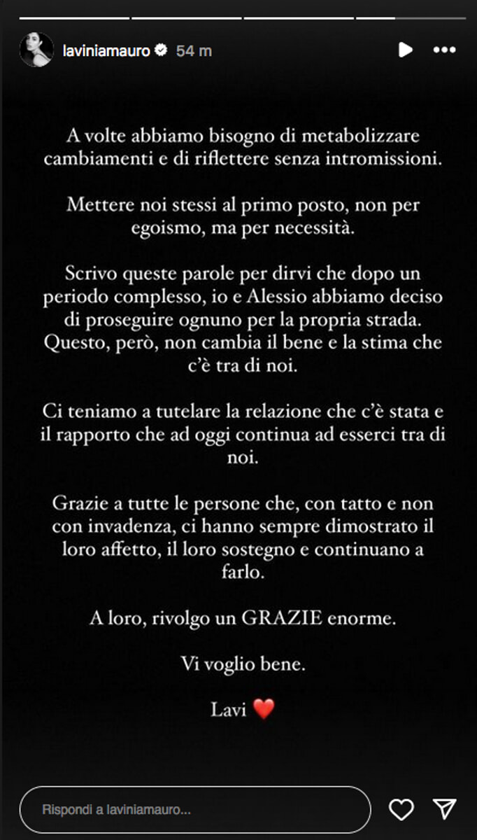  Lavinia e Alessio si dicono addio