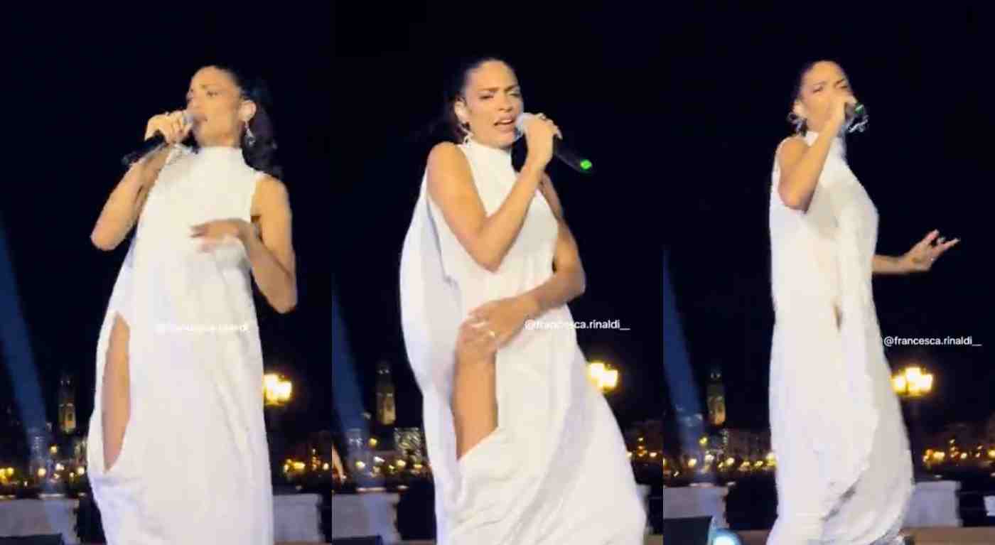 Elodie e il vento birichino: guarda il video del suo ‘incidente’ hot in concerto | Il vento solleva il vestito