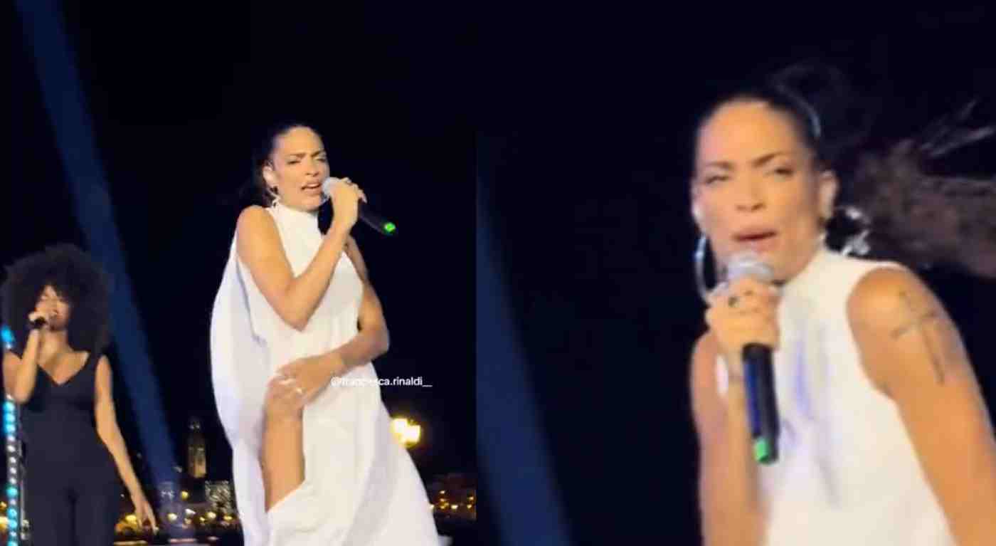 Elodie e il vento birichino: guarda il video del suo ‘incidente’ hot in concerto | Il vento solleva il vestito
